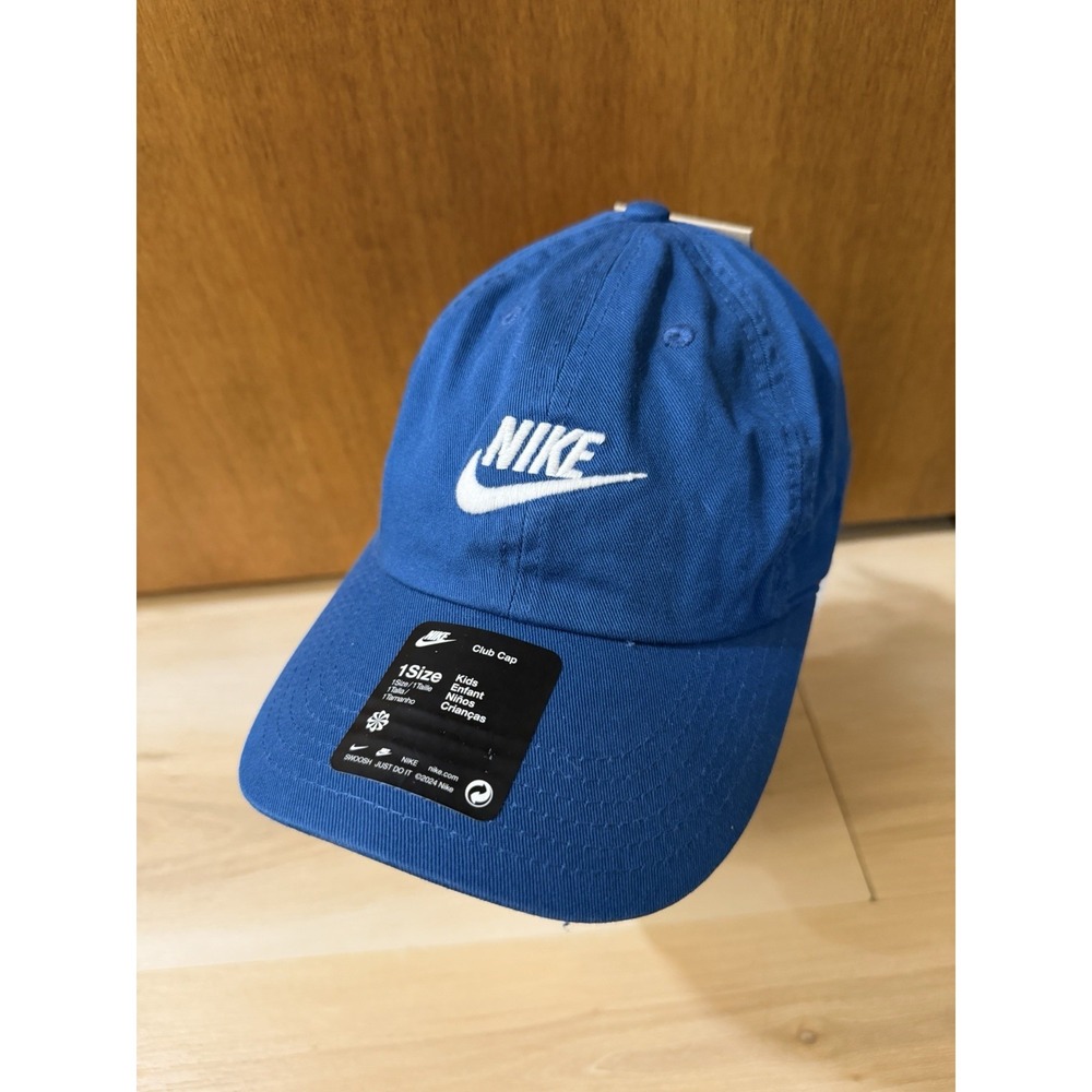 NIKE Club Wash Club Cap Hat Blue Unisex Size Kids One Size FB5063-476
